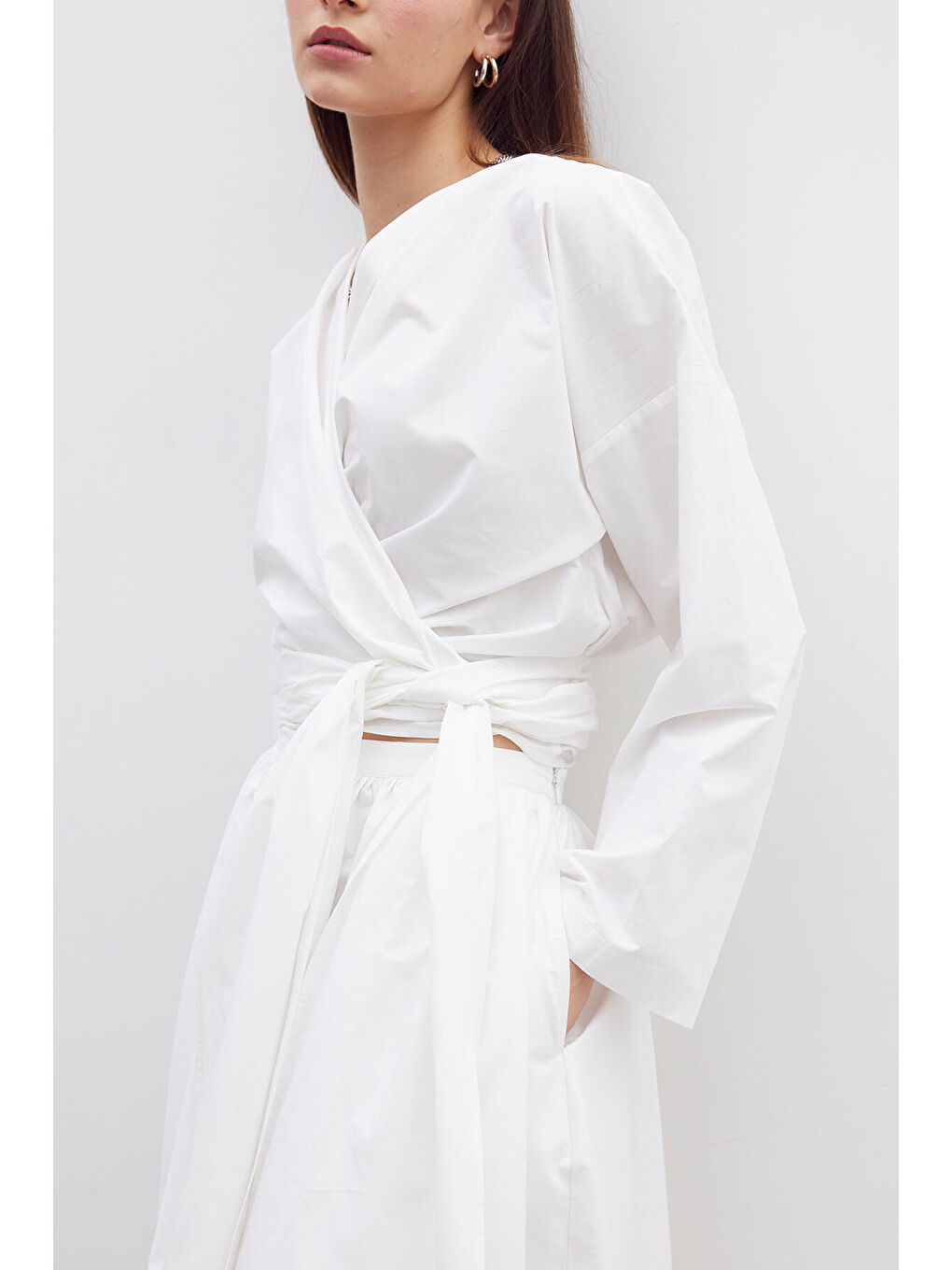 Ekru Kimono Tarz Premium Bluz-7