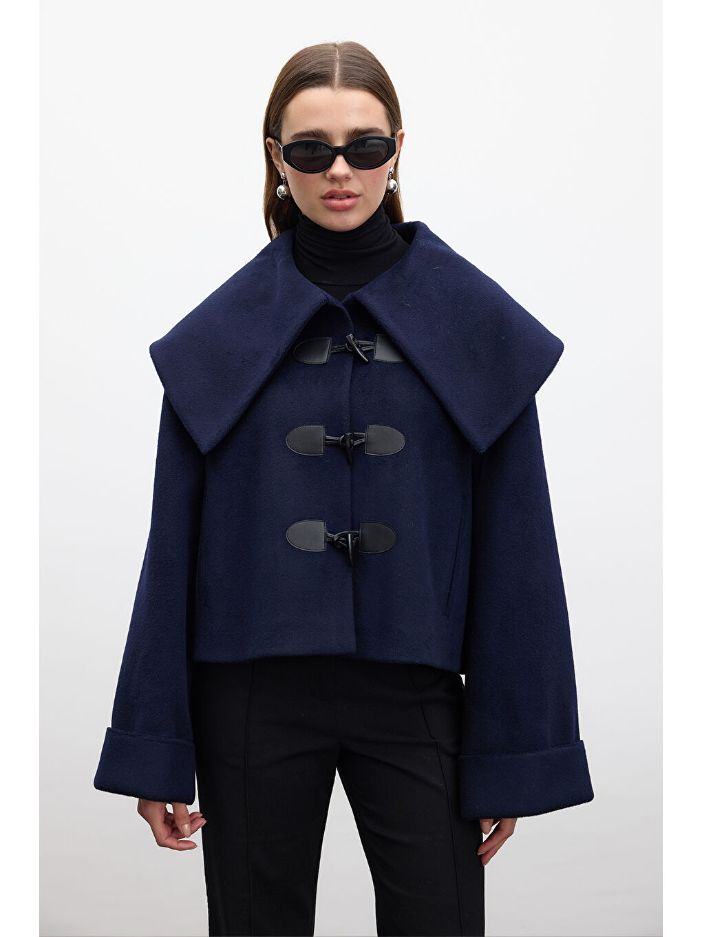 Tokalı Kaşe Kaban Lacivert-2