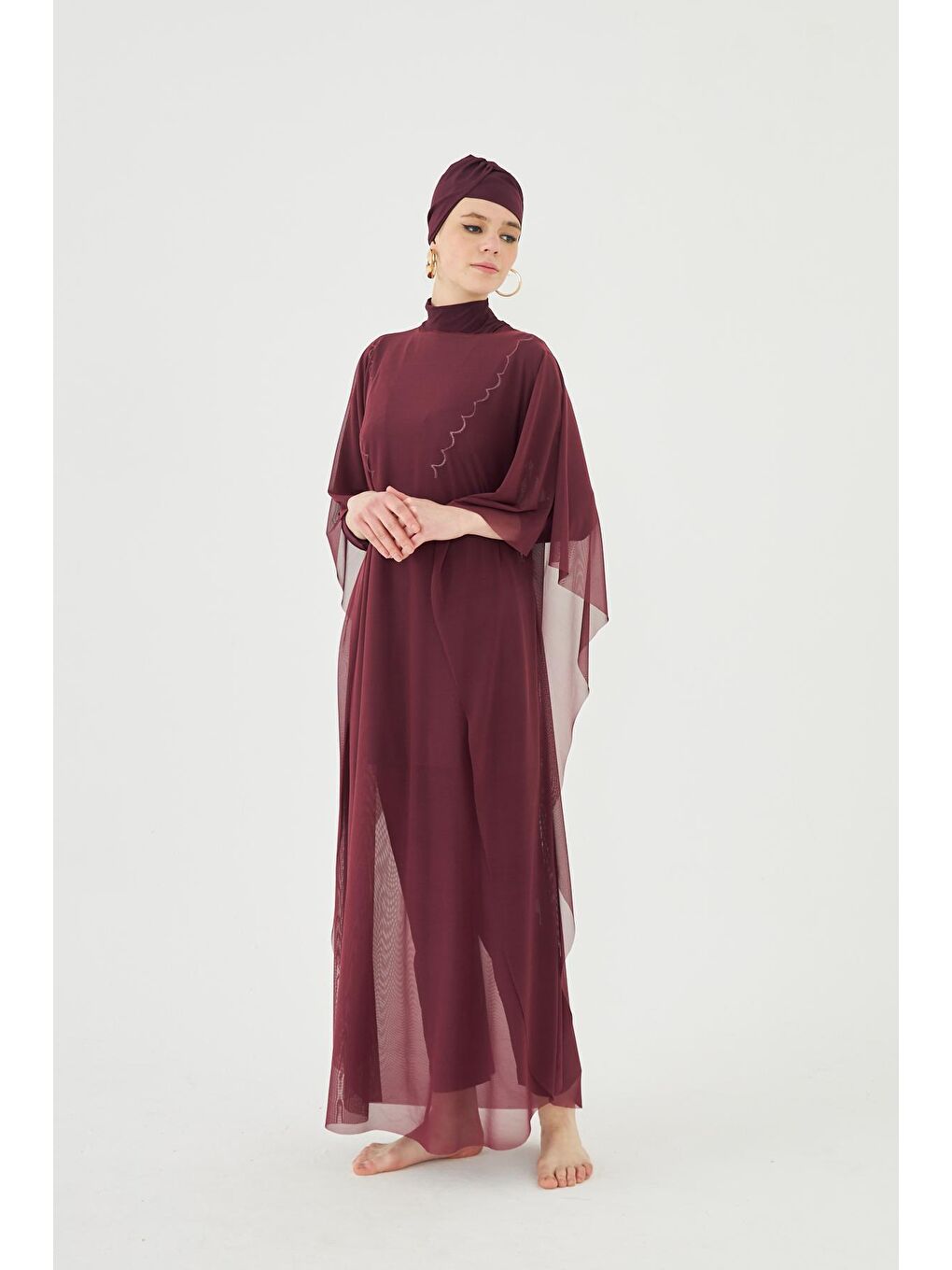 Remsa Mayo Bordo Mayo Üzerine Desenli Tek Kaftan Pareo RP002 Bordo - 1