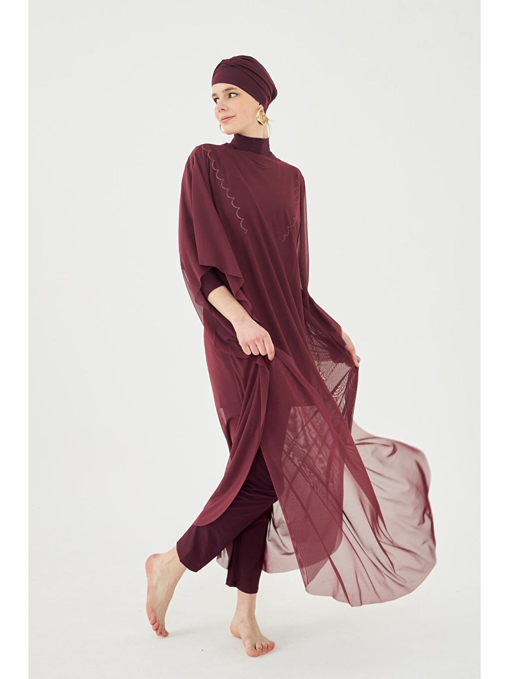 Remsa Mayo Bordo Mayo Üzerine Desenli Tek Kaftan Pareo RP002 Bordo - 2