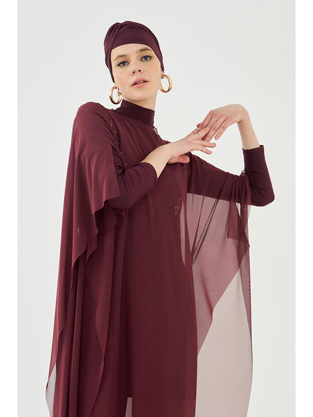 Remsa Mayo Bordo Mayo Üzerine Desenli Tek Kaftan Pareo RP002 Bordo - 3