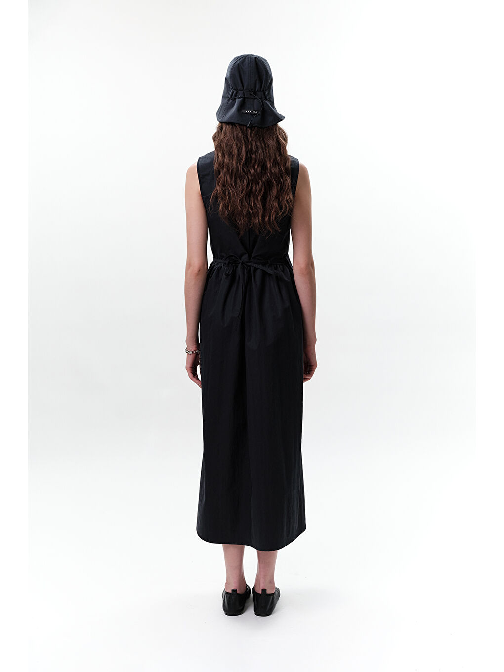 Kemer Detaylı Kolsuz Elbise Lacivert-7