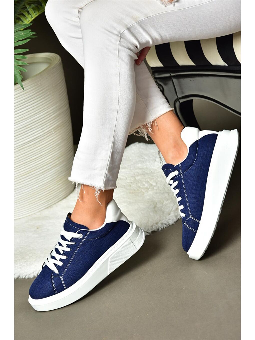 P848231410 Lacivert/Beyaz Kadın Sneakers-1