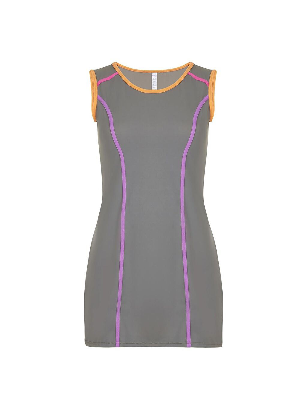 Elastanlı Kolsuz Yarı Kapalı Tesettür Mayo Mor Turuncu Biyeli 720-13-1-Gri-2