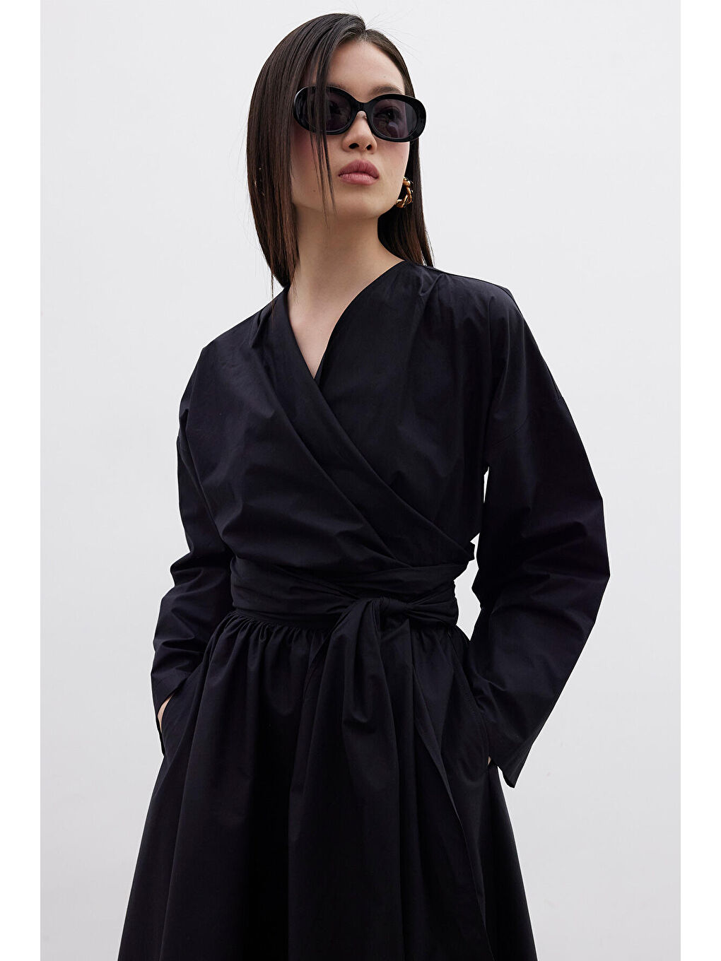 Siyah Kimono Tarz Premium Bluz