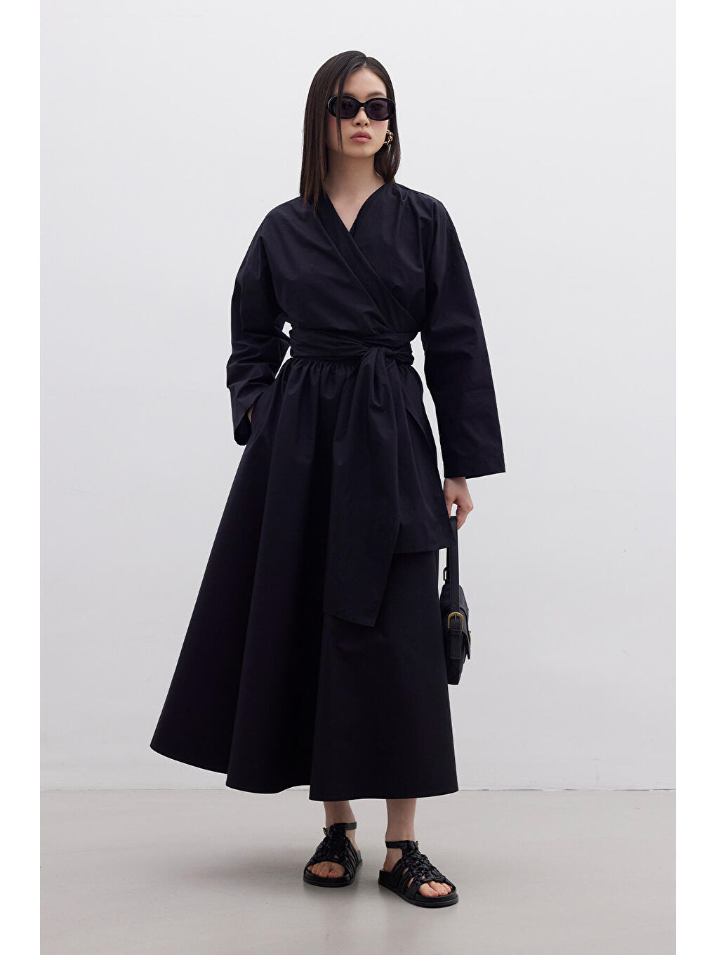 Siyah Kimono Tarz Premium Bluz-1