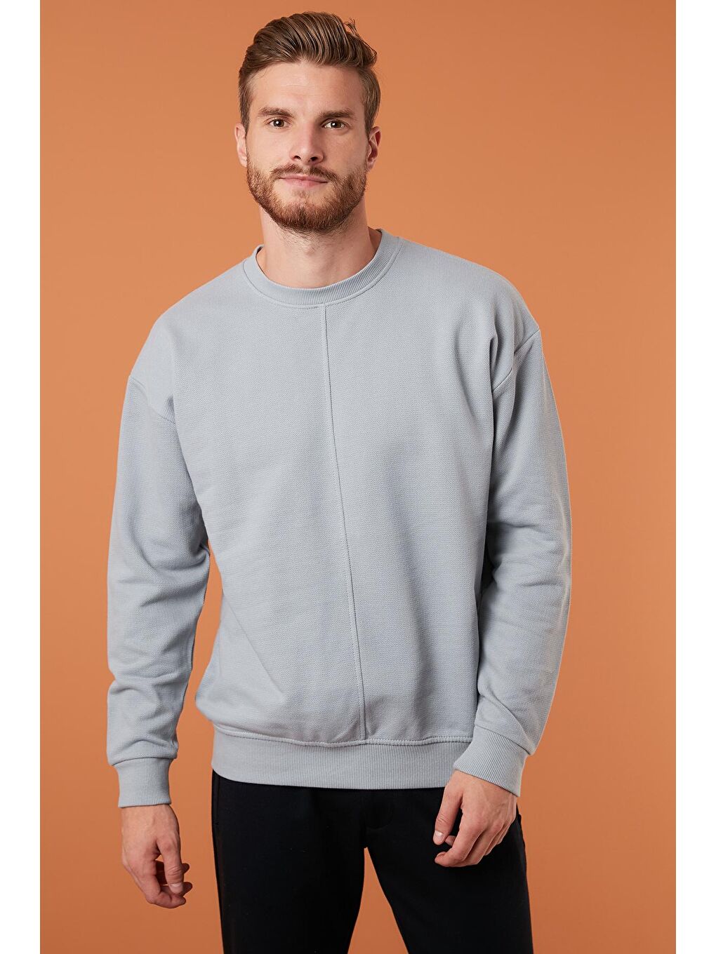 Gri Regular Fit Bisiklet Yaka Pamuklu Sweat 59052721