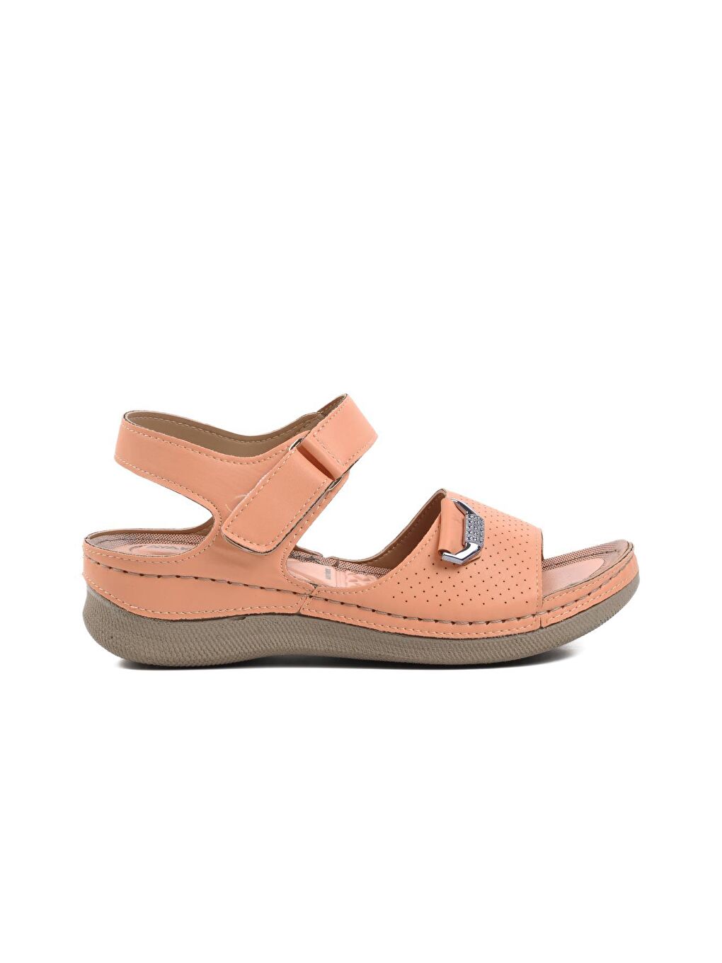 Pembe Kefken Pudra Kadın Cırtlı Sandalet