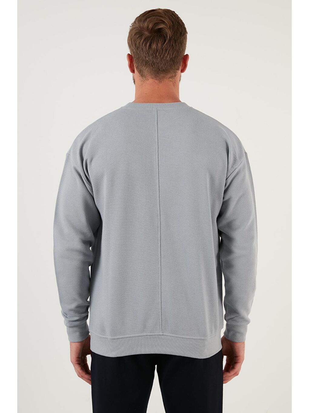 Gri Regular Fit Bisiklet Yaka Pamuklu Sweat 59052721-4