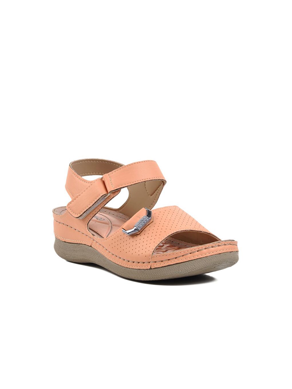 Pembe Kefken Pudra Kadın Cırtlı Sandalet-2