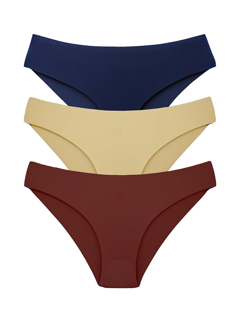 Bej İnterlok Lazer Kesim İz Yapmaz Slip Kadın Külot 3'lü