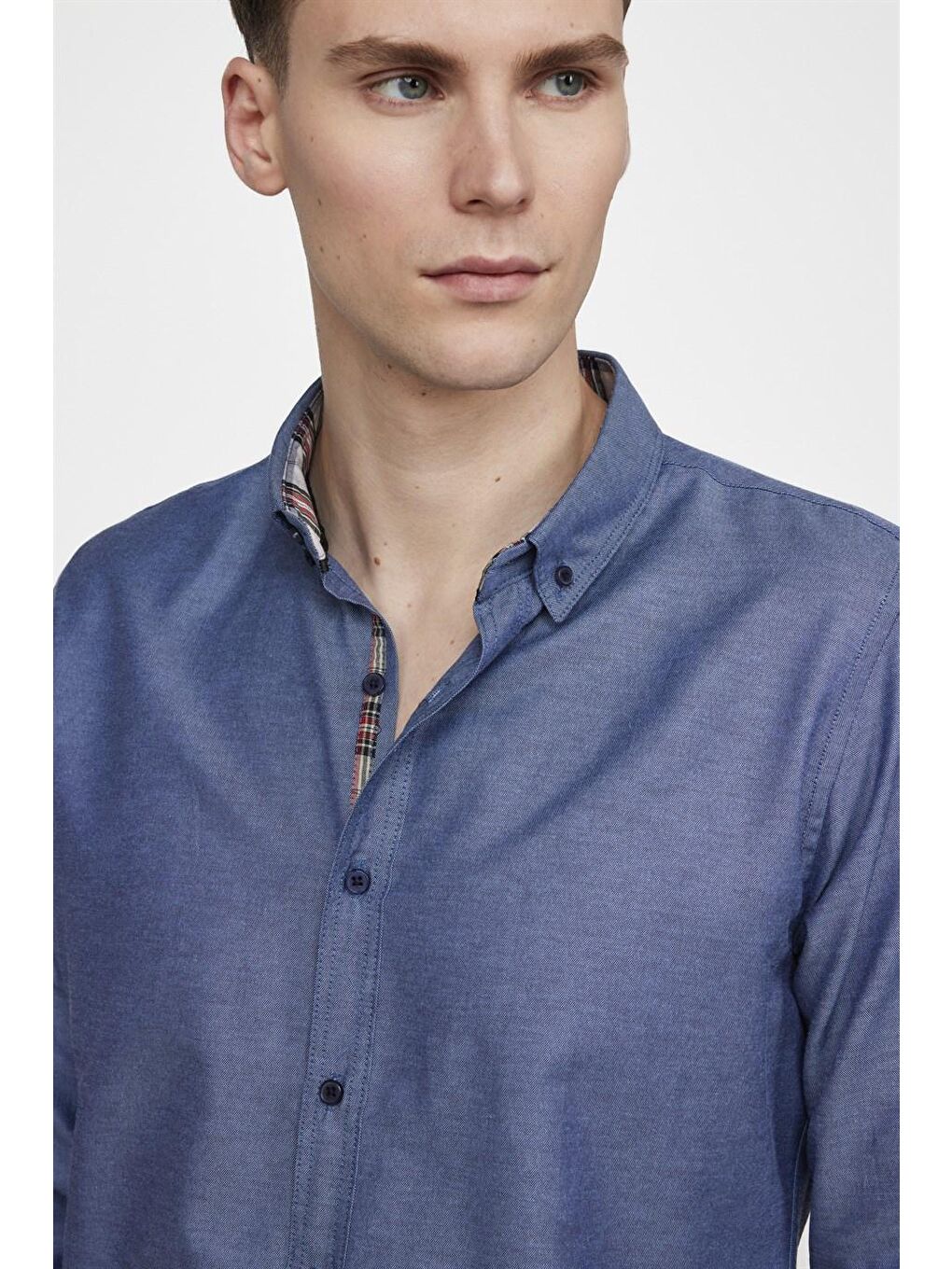 Mavi Slim Fit Pamuklu Kolay Ütü Düz Erkek Lacivert Gömlek-2