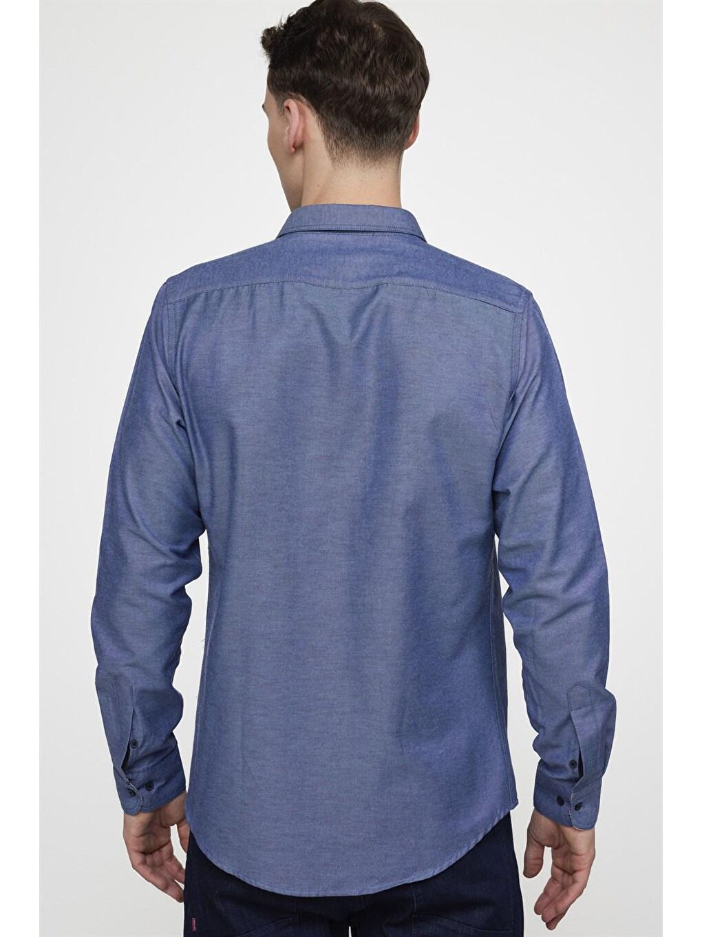 Mavi Slim Fit Pamuklu Kolay Ütü Düz Erkek Lacivert Gömlek-3