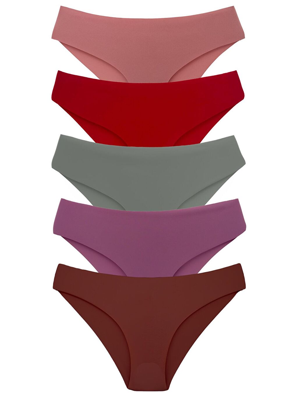 Karışık İnterlok Lazer Kesim İz Yapmaz Slip Kadın Külot 5'li