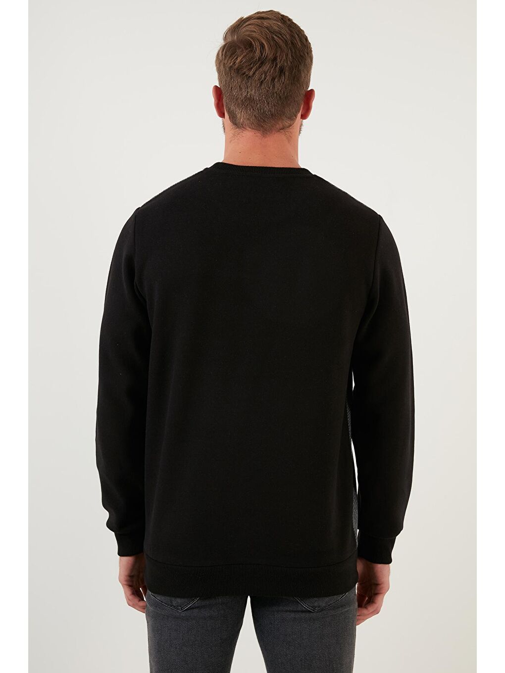 Antrasit Pamuklu Regular Fit Bisiklet Yaka Erkek Sweat 59052111-4