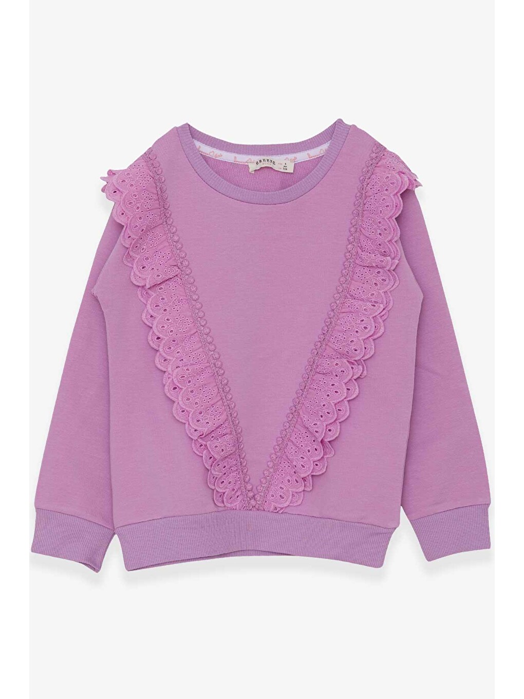 Lila Kız Çocuk Sweatshirt Güpürlü Eflatun (4-9 Yaş)