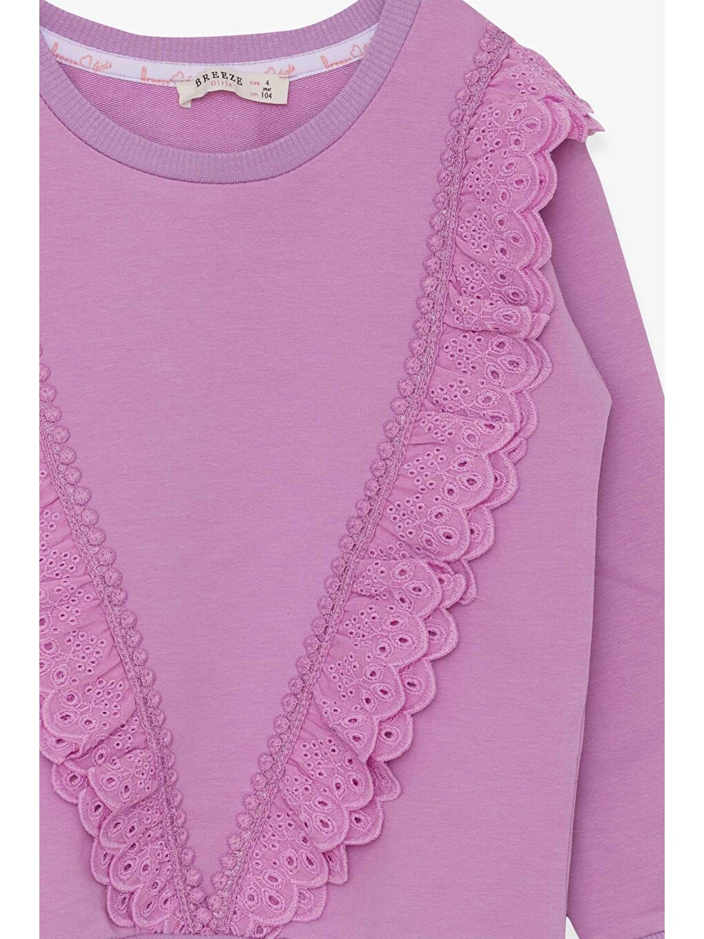 Lila Kız Çocuk Sweatshirt Güpürlü Eflatun (4-9 Yaş)-2