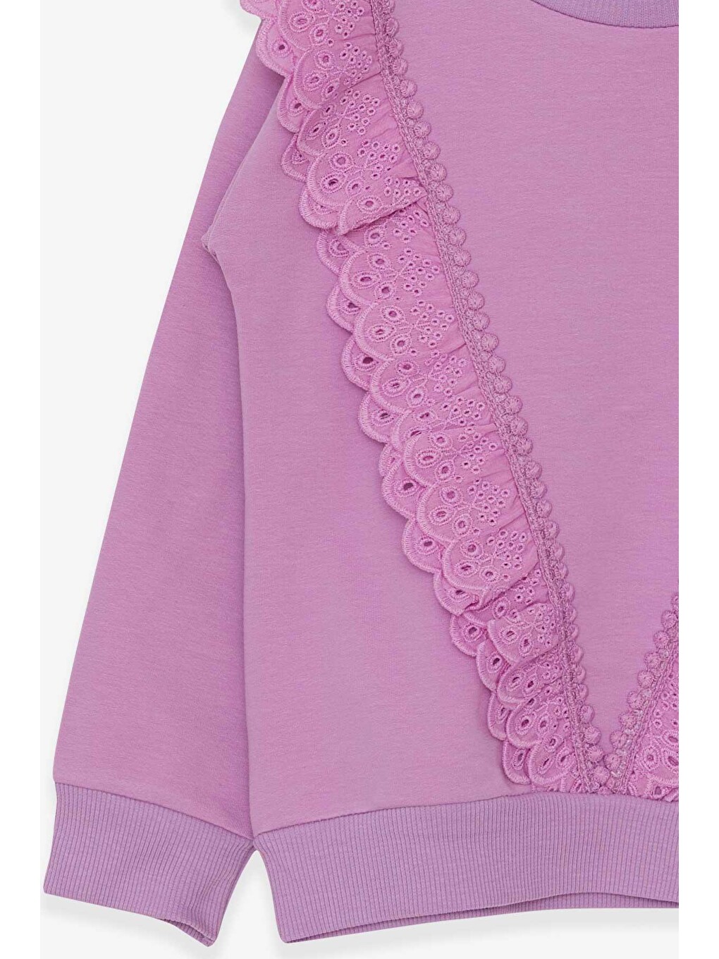 Lila Kız Çocuk Sweatshirt Güpürlü Eflatun (4-9 Yaş)-3