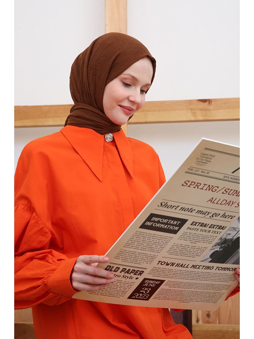 Kahverengi Kahve Bambu Kraş Şal