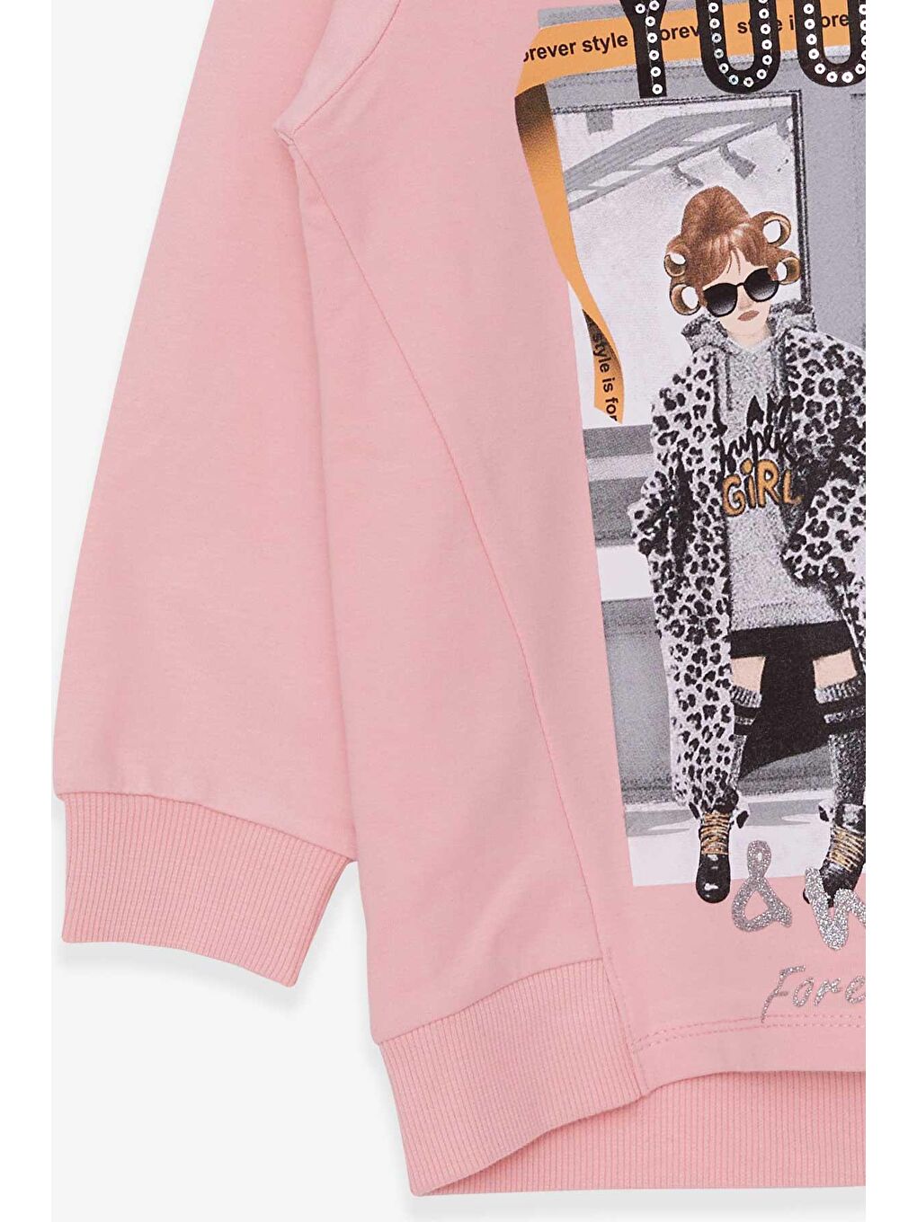 Pembe Kız Çocuk Sweatshirt Dostluk Temalı Pudra (6-10 Yaş)-3
