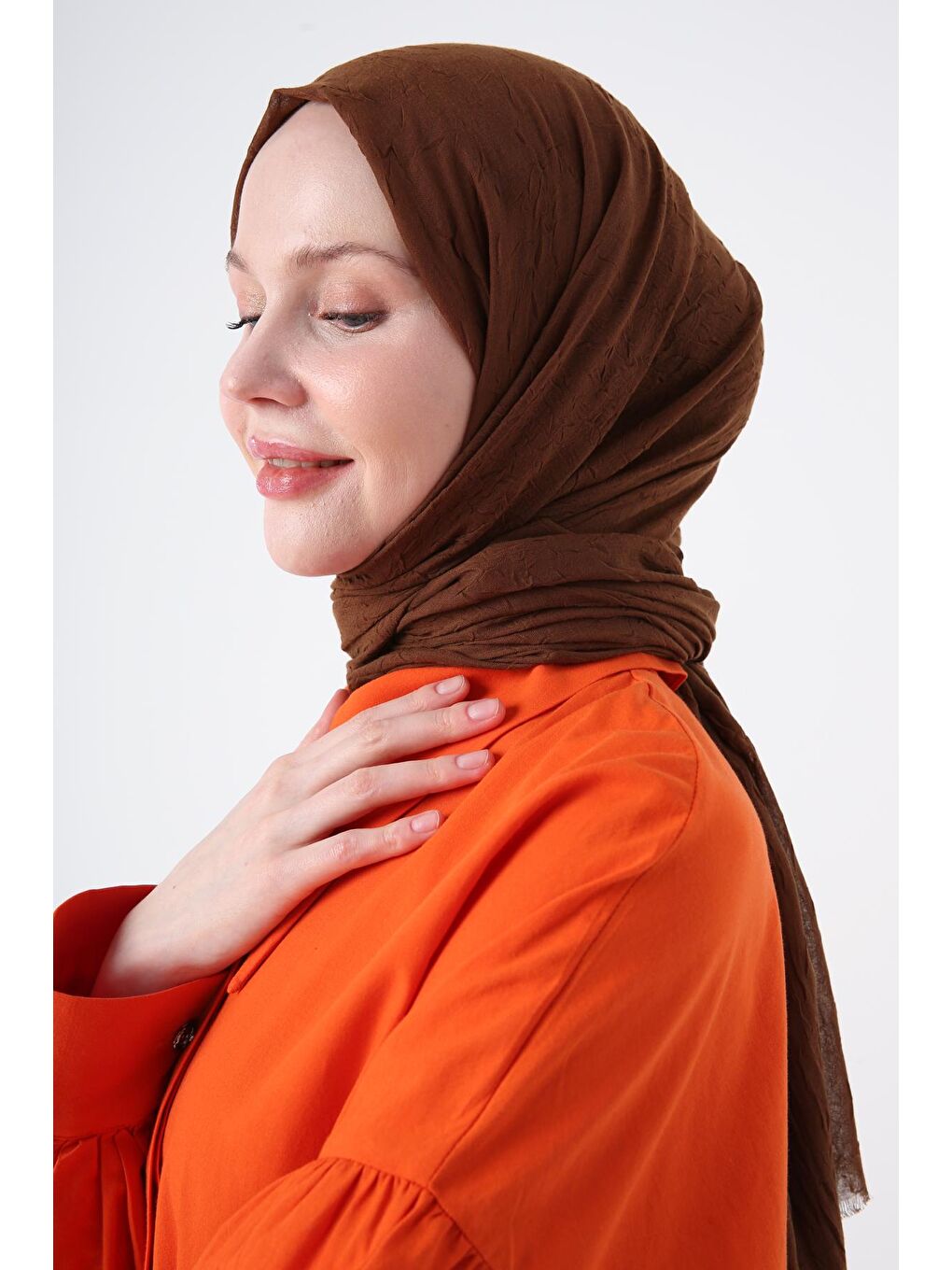 Kahverengi Kahve Bambu Kraş Şal-1