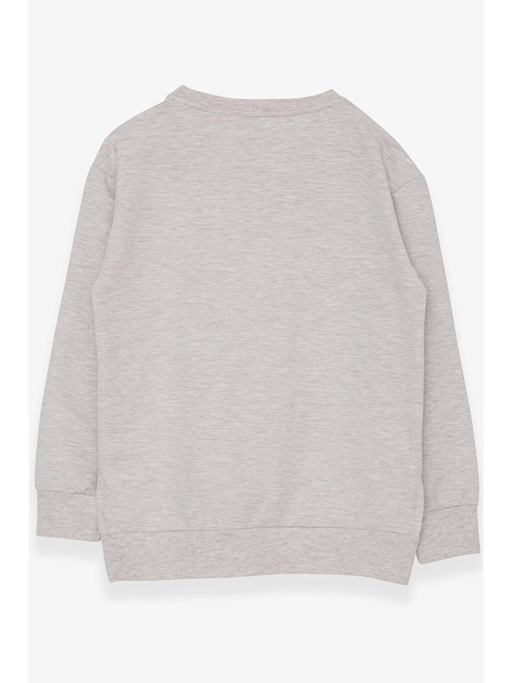 Kız Çocuk Sweatshirt Yazı Baskılı Yırtmaçlı Bej Melanj (9-14 Yaş)-1