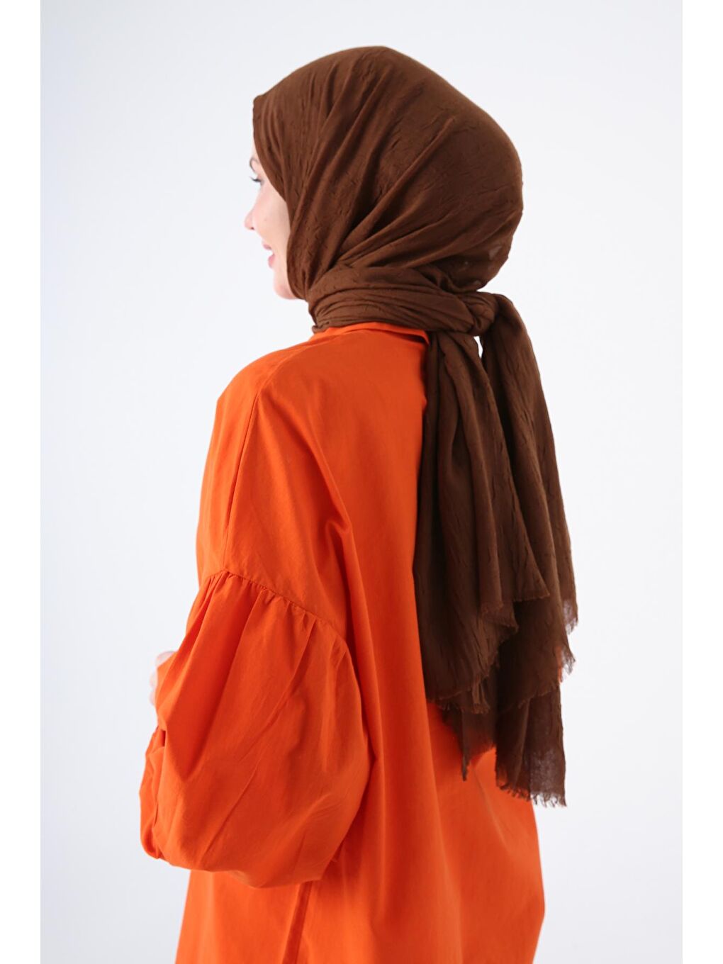 Kahverengi Kahve Bambu Kraş Şal-2