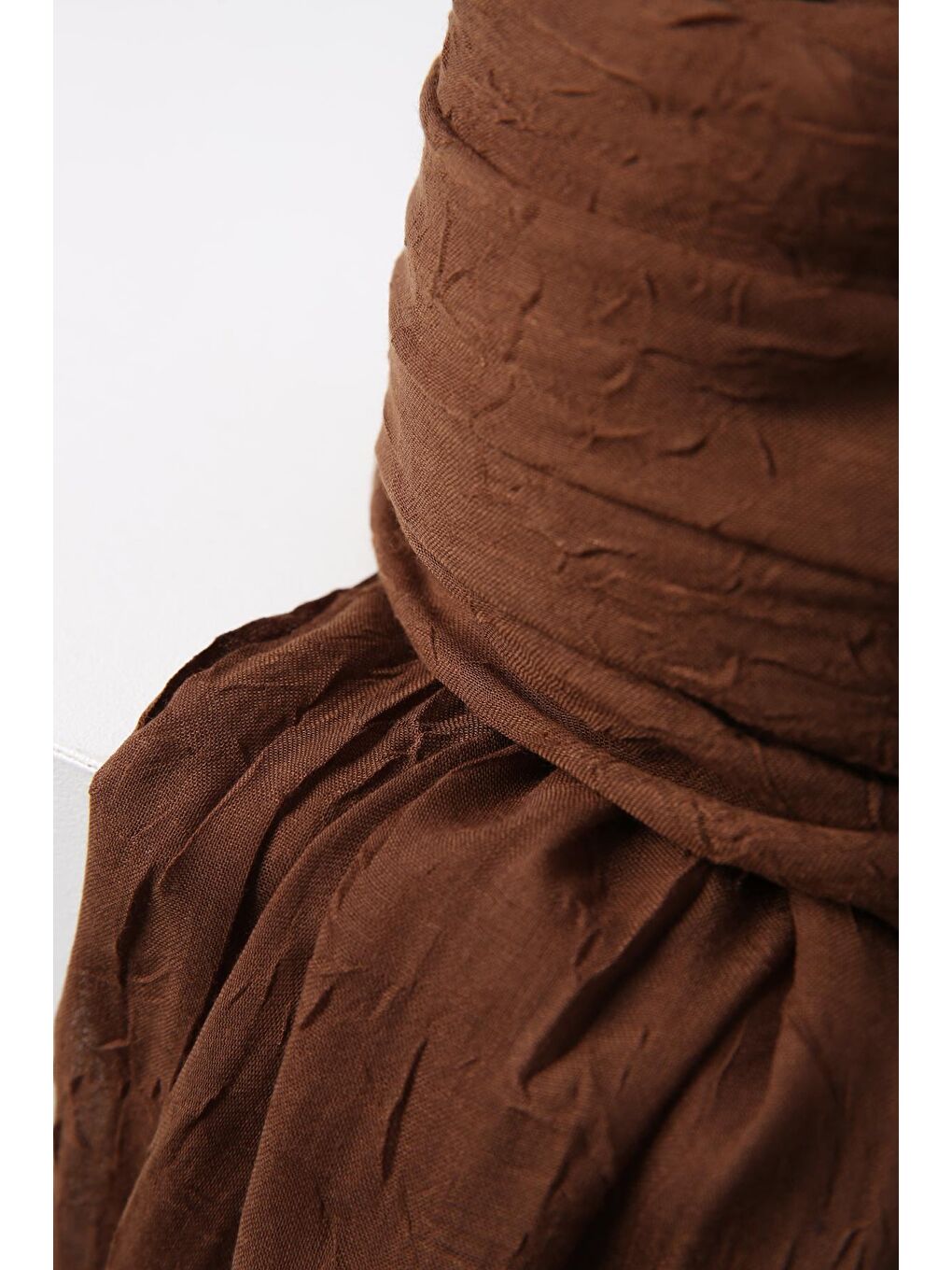 Kahverengi Kahve Bambu Kraş Şal-3