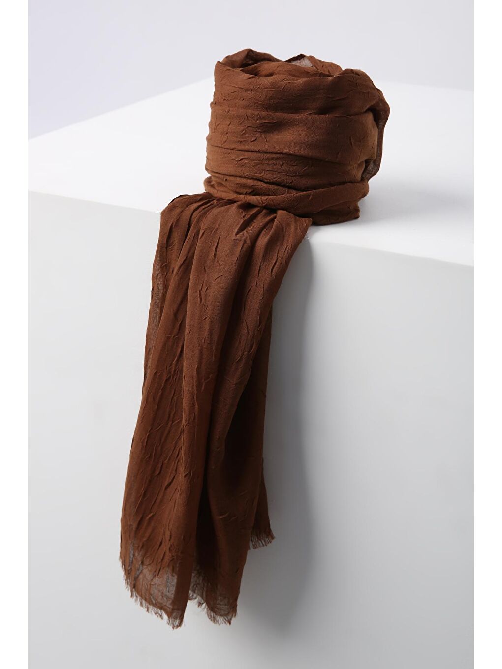 Kahverengi Kahve Bambu Kraş Şal-4