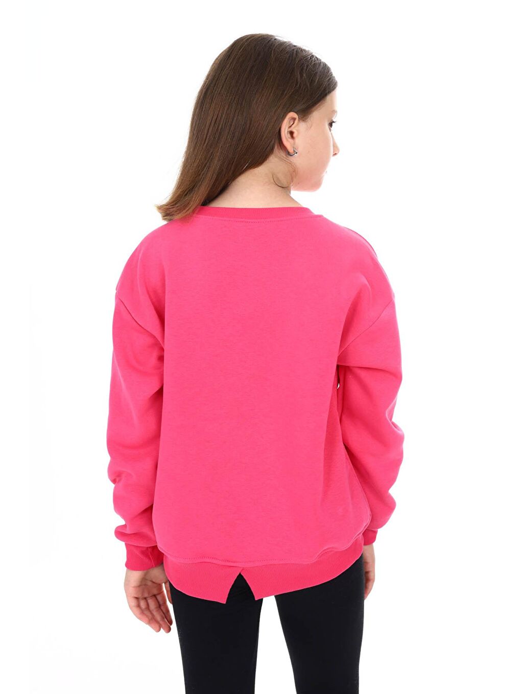 Pembe Kalp Baskılı Polarlı Kız Çocuk Sweatshirt 16469-2