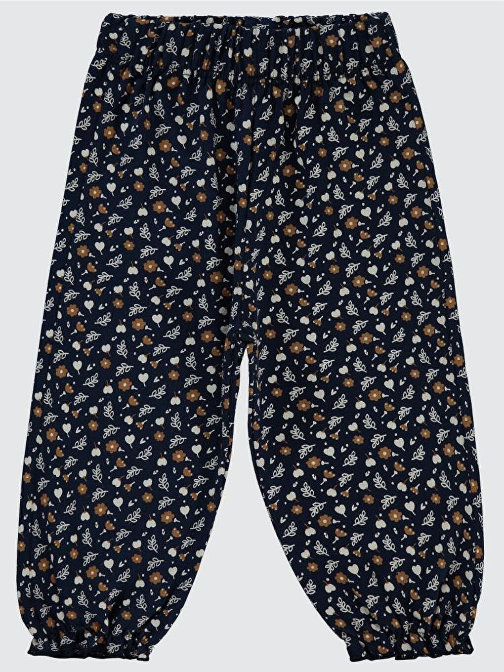 Baby Kalp ve Yaprak Desenli 6-18 Ay Tayt - Lacivert 9-12 Ay