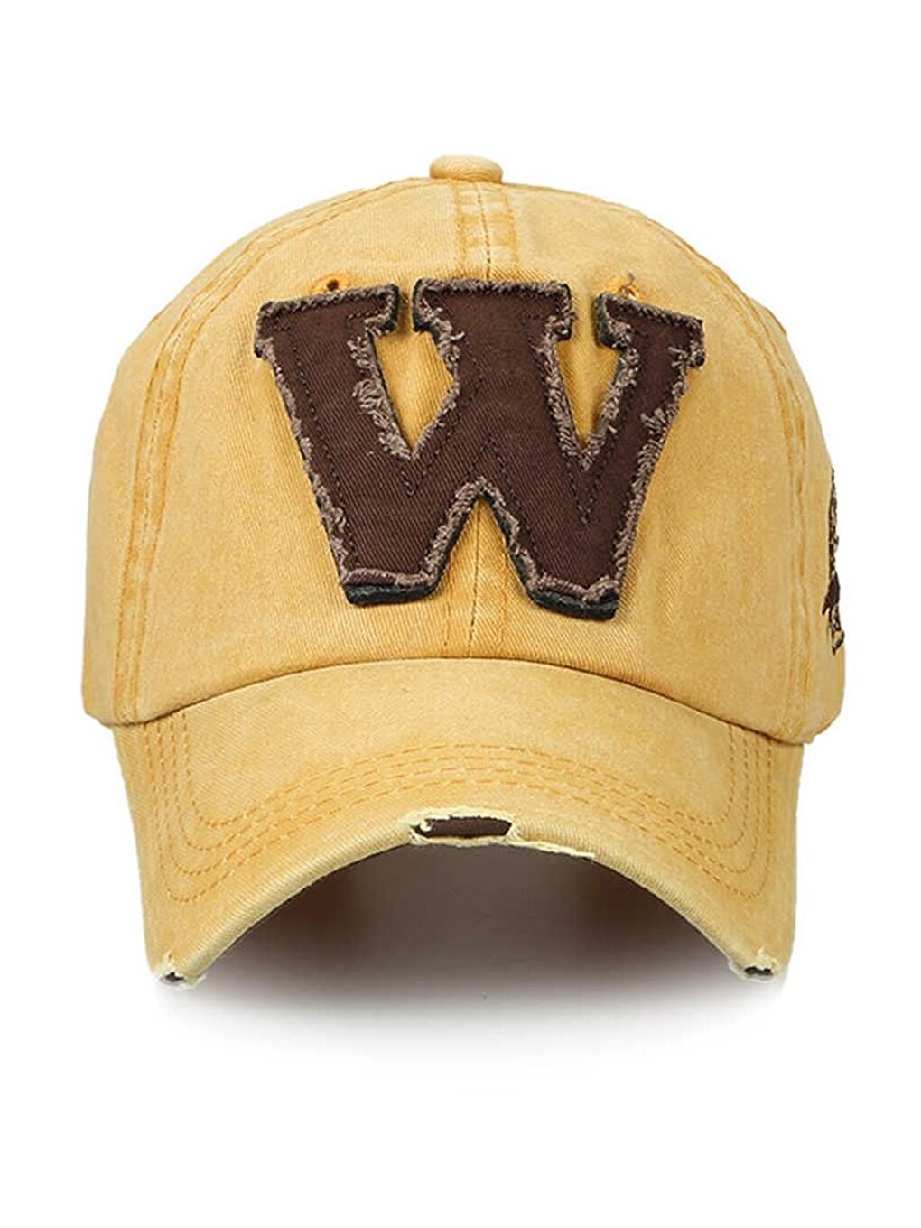 Sarı W model | %100 Pamuk Yıkamalı W Harfli Kep Şapka-1