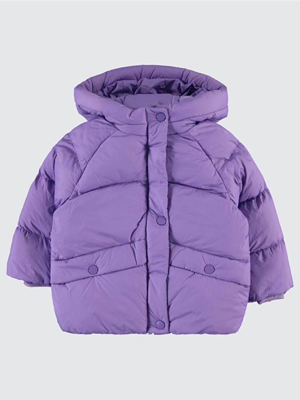 Kız Çocuk Kapüşonlu  Şişme Mont 2 5 Yaş Mor-1