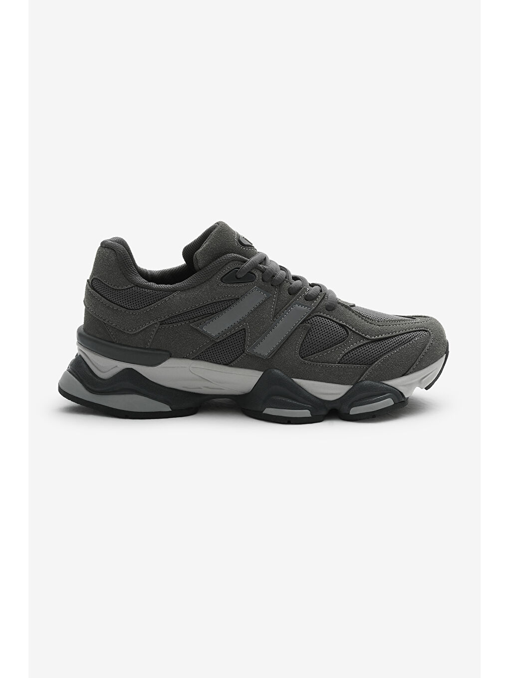 Gri Unisex Füme Poli Taban Anorak Desenli Yüksek Taban Bağcıklı Spor Ayakkabı-1