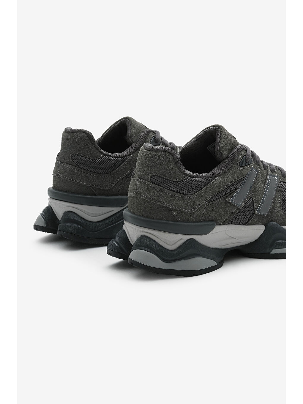 Gri Unisex Füme Poli Taban Anorak Desenli Yüksek Taban Bağcıklı Spor Ayakkabı-4