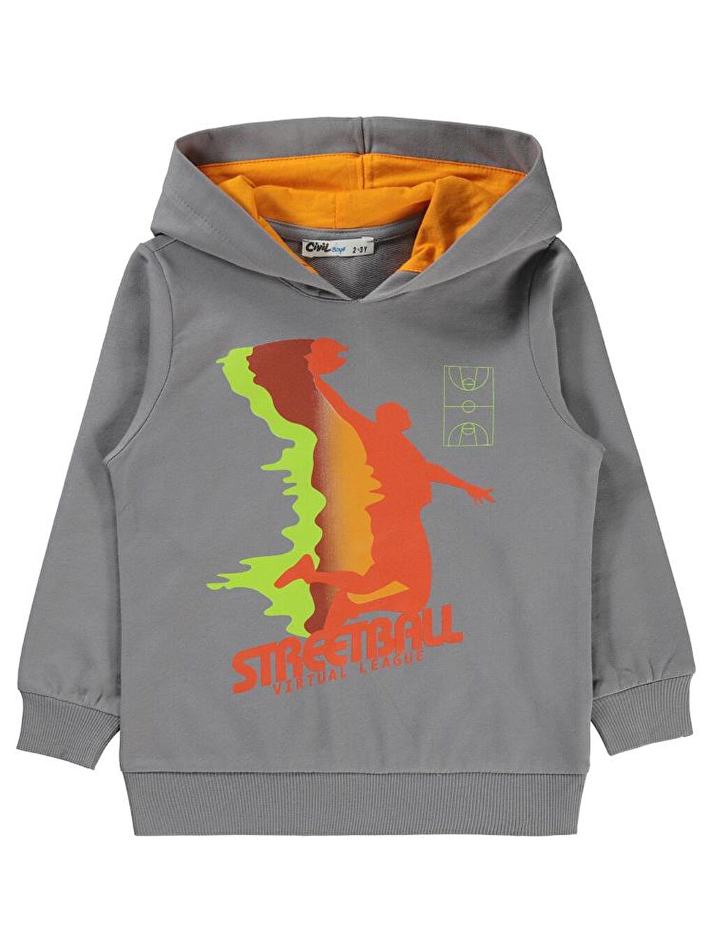 Boys Streetball Baskılı 2-5 Yaş Sweatshirt - Gri 5-6 Yaş-1