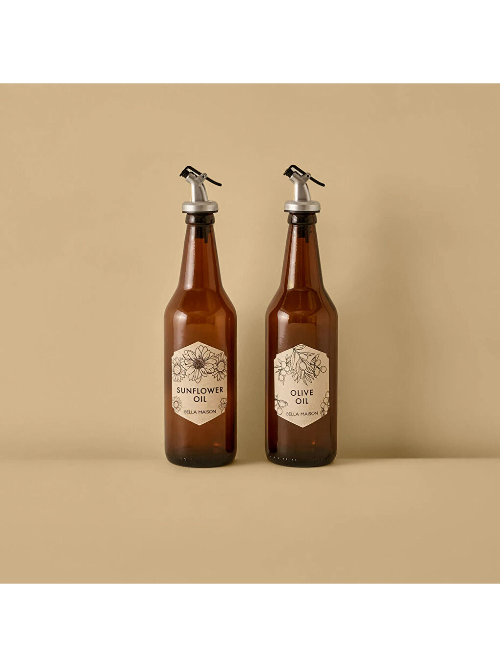 Kahverengi Gondor Yağlık Şişe Seti 2'li Amber (500 cc)