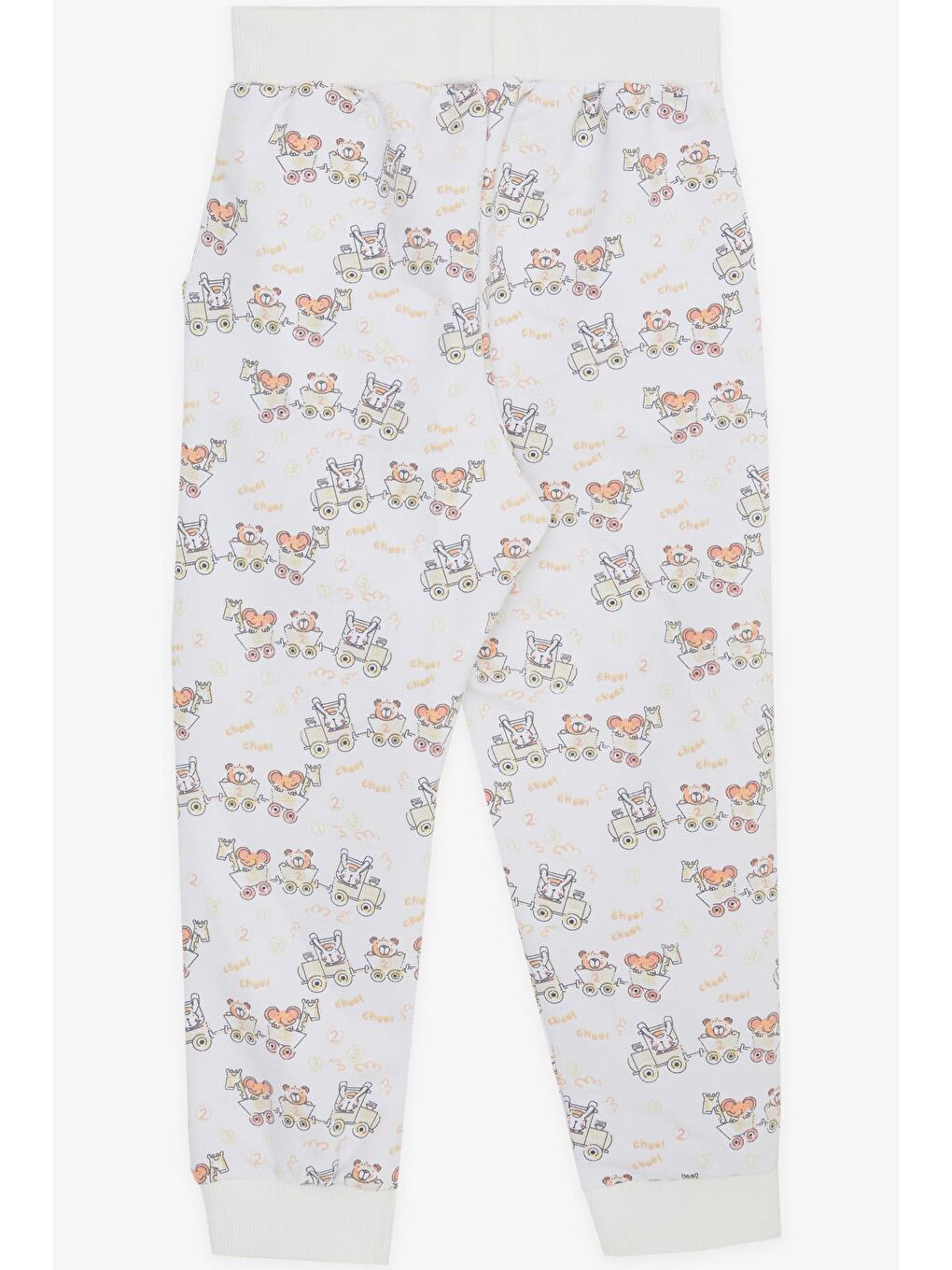 Erkek Çocuk Eşofman Altı Neşeli Hayvancıklar Desenli Beyaz (1-3 Yaş)-1