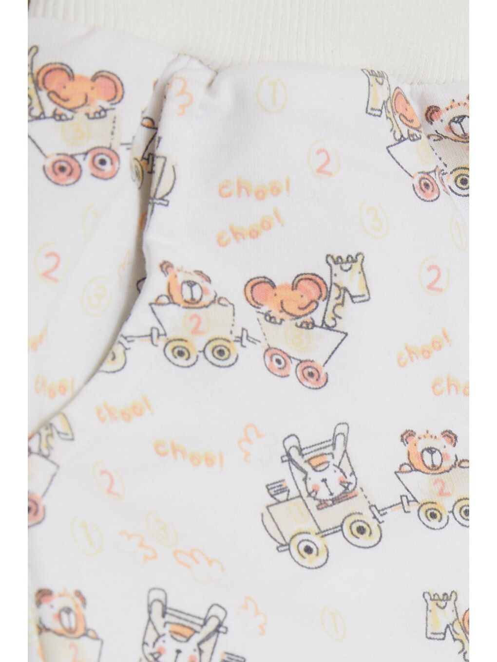 Erkek Çocuk Eşofman Altı Neşeli Hayvancıklar Desenli Beyaz (1-3 Yaş)-2