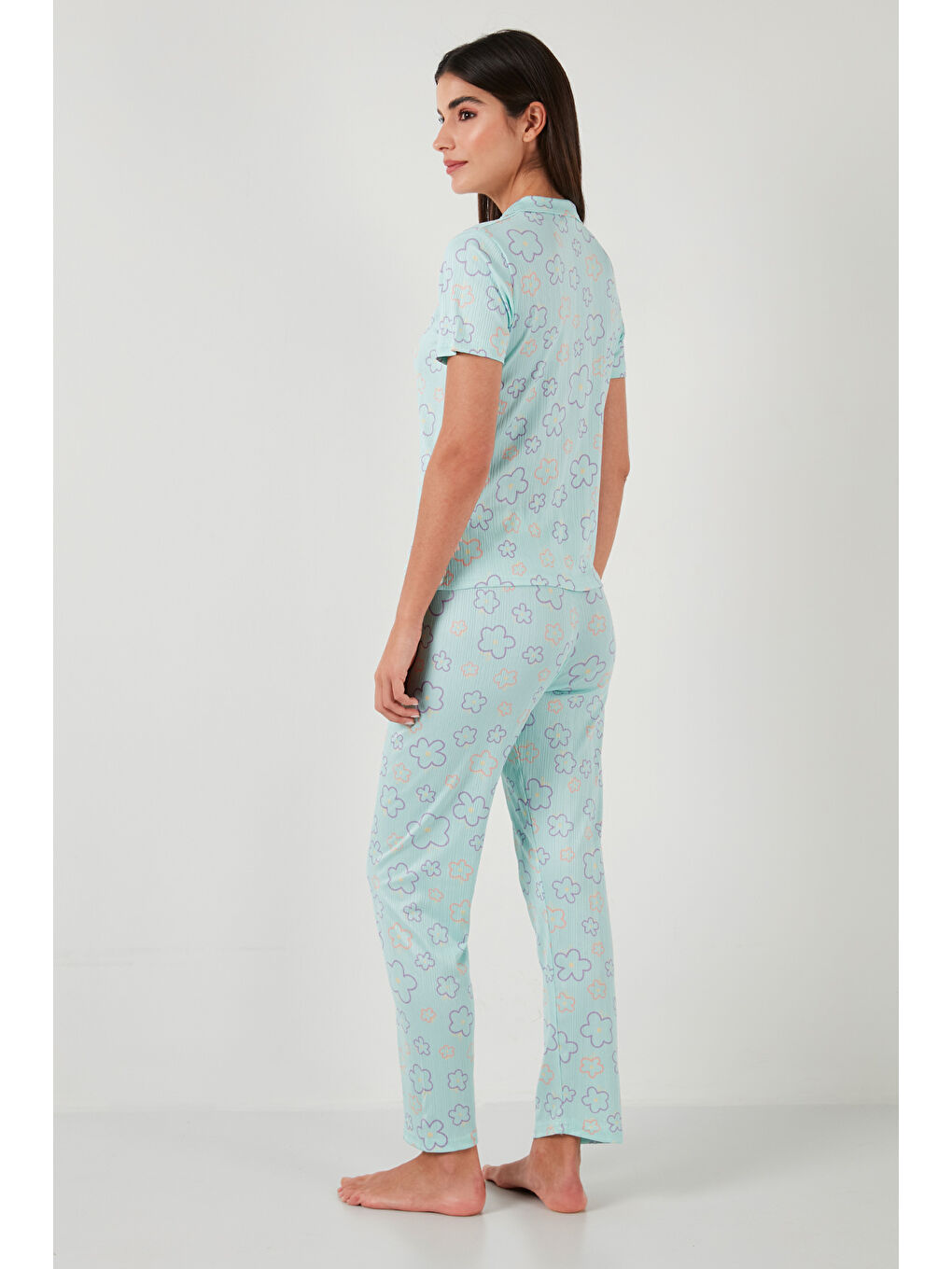 Turkuaz Regular Fit Gömlek Yaka Kısa Kollu Pijama Takımı 65780124-6