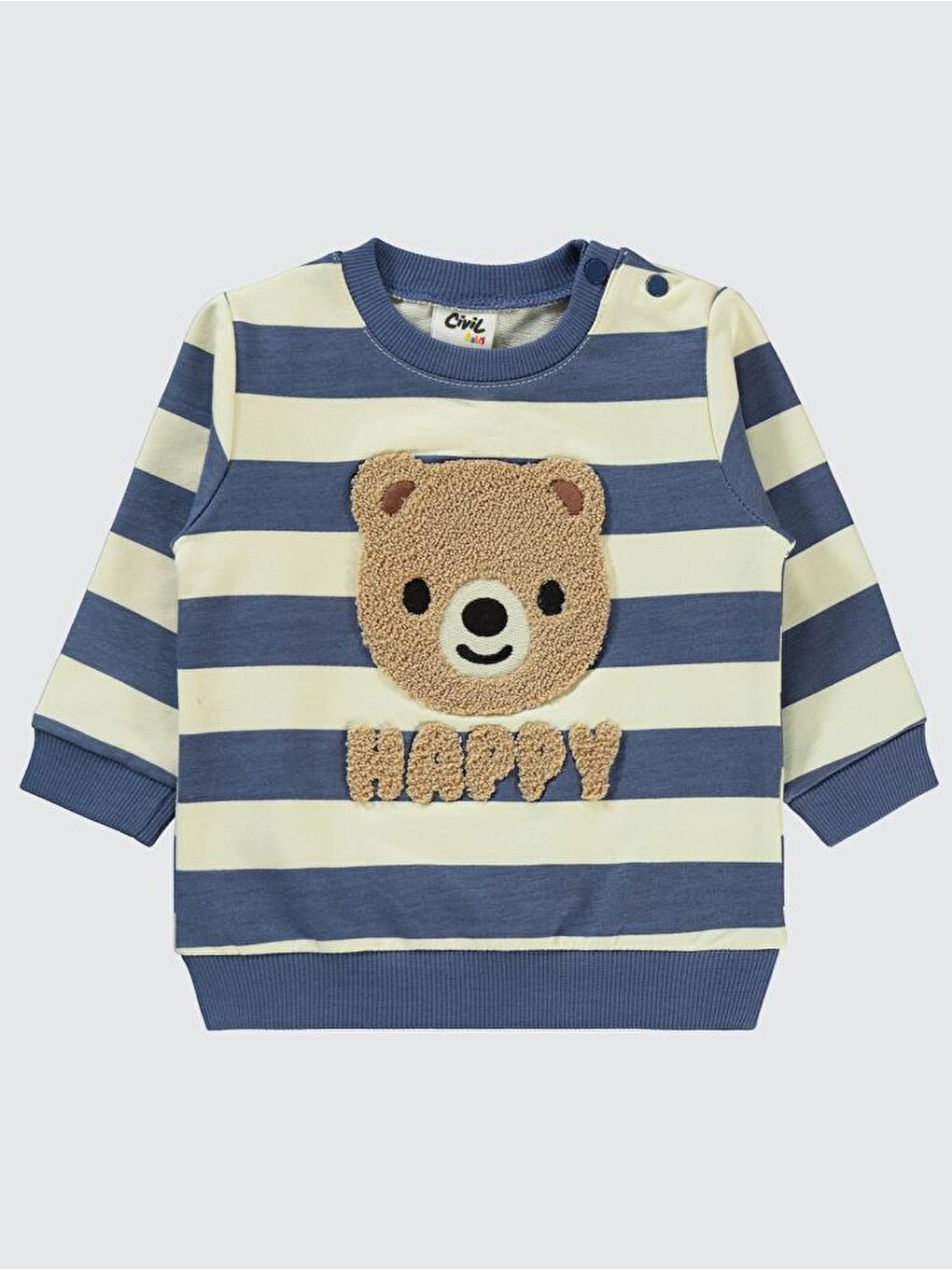 İndigo Baby Çizgili 6-18 Ay Sweatshirt - Mavi 9-12 Ay-1