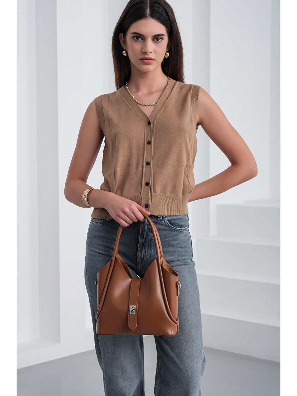 Kahverengi Cindy El Ve Çapraz Çanta Taba-2