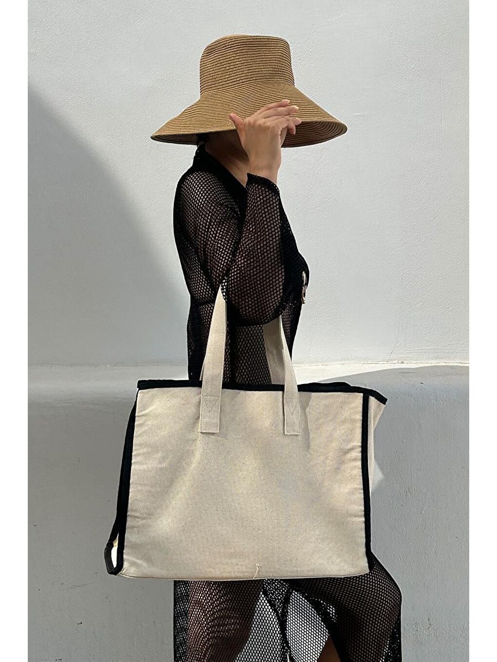 Kahverengi Arc X Large Kanvas Tote Bag Siyah-6