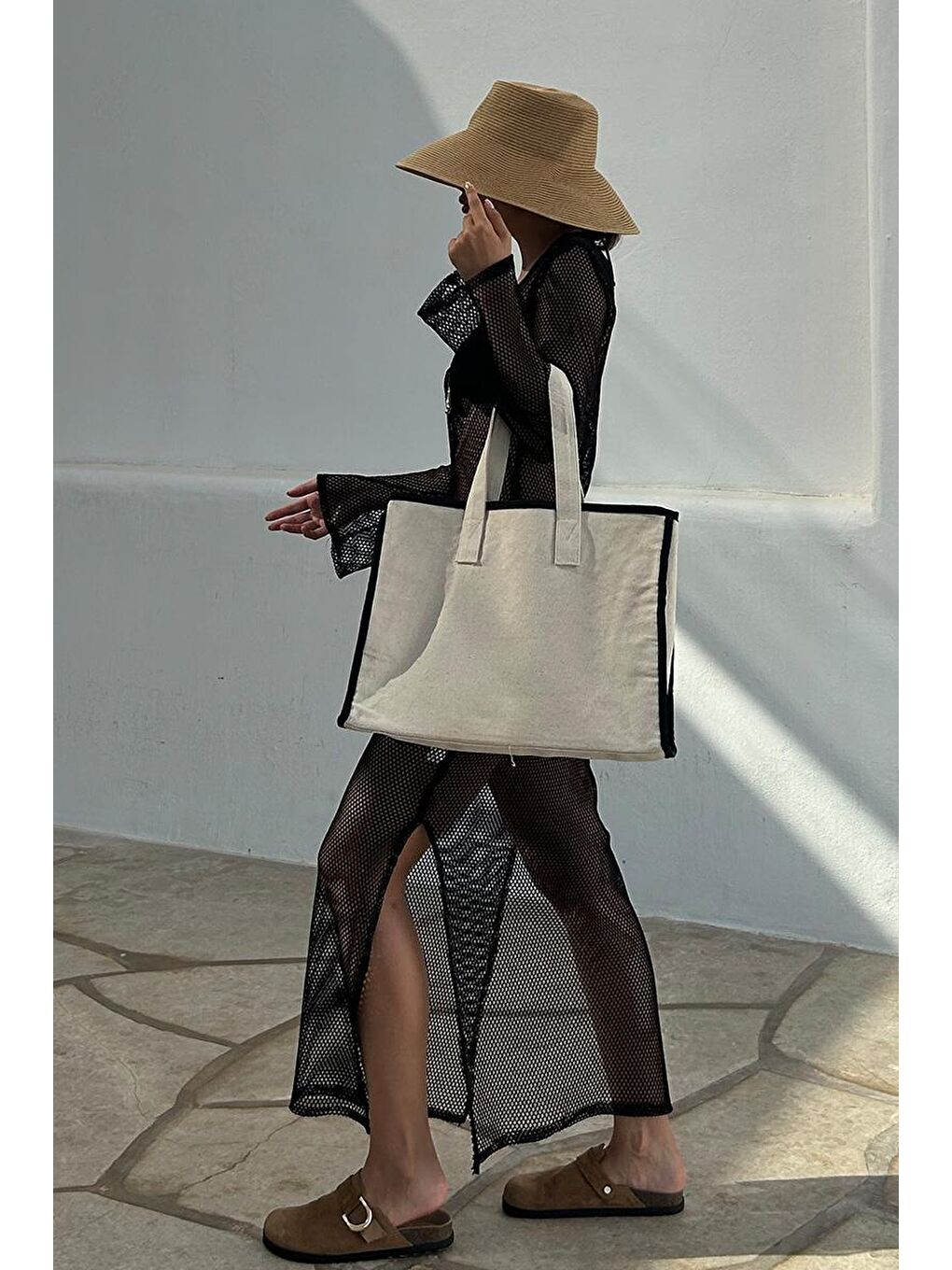 Kahverengi Arc X Large Kanvas Tote Bag Siyah-11