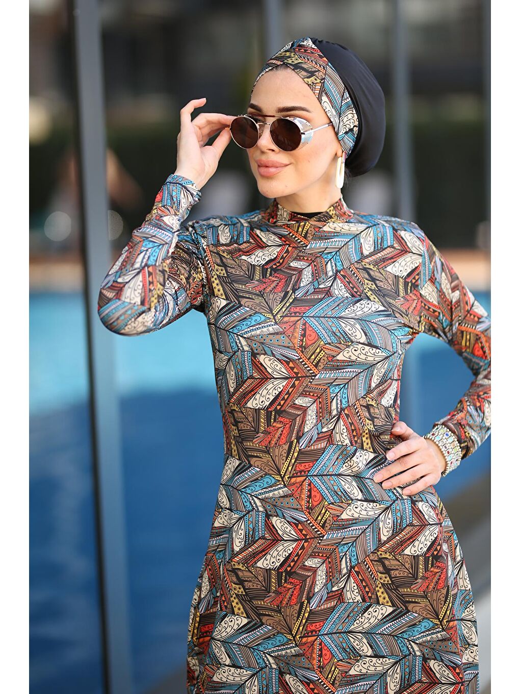 Siyah Likralı Tam Kapalı Tesettür Mayo 2014 Tülay