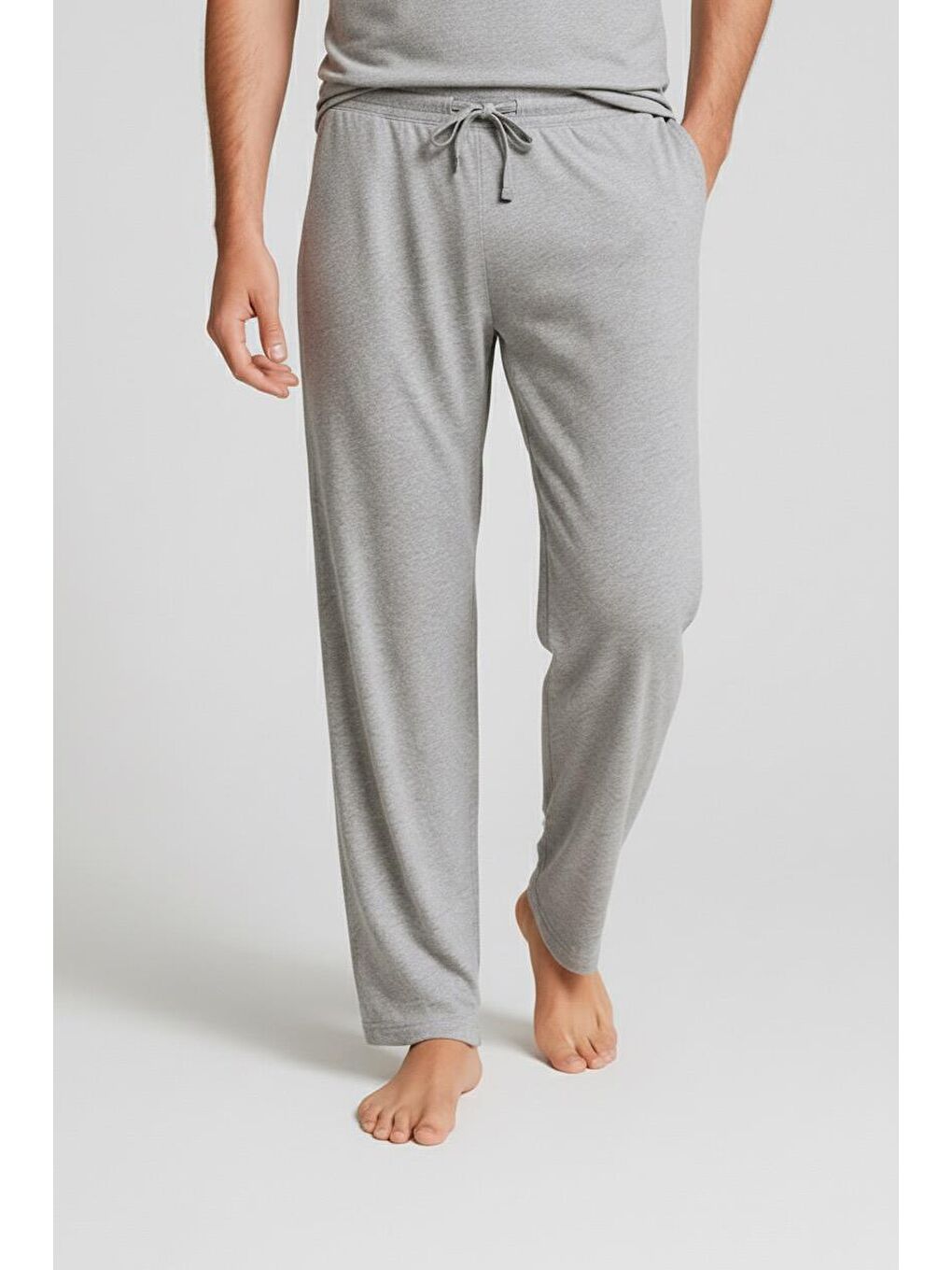 Gri Erkek Uzun Cepli Esnek Elastanlı Viskoz Pijama Altı MAN02-1