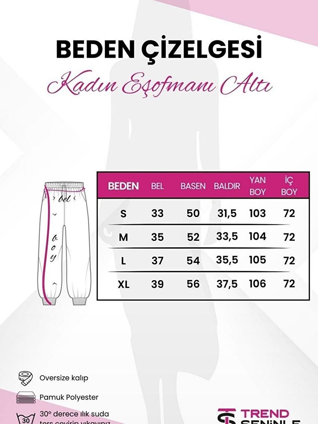 Trendseninle Kadın Pudra Pembe Lastik Paçalı Eşofman Altı - 2