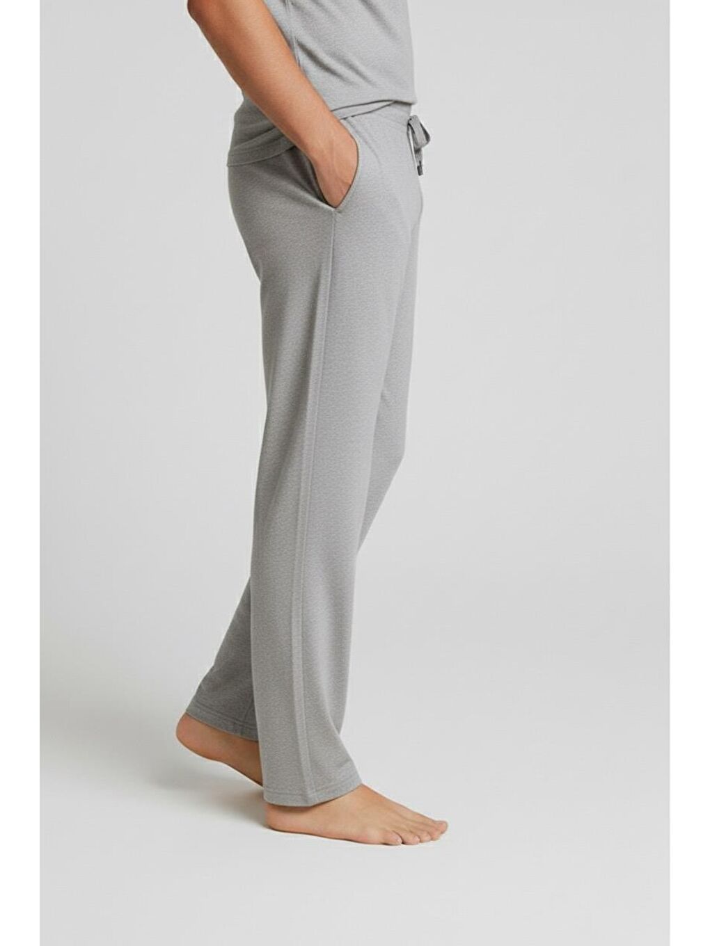 Gri Erkek Uzun Cepli Esnek Elastanlı Viskoz Pijama Altı MAN02-2