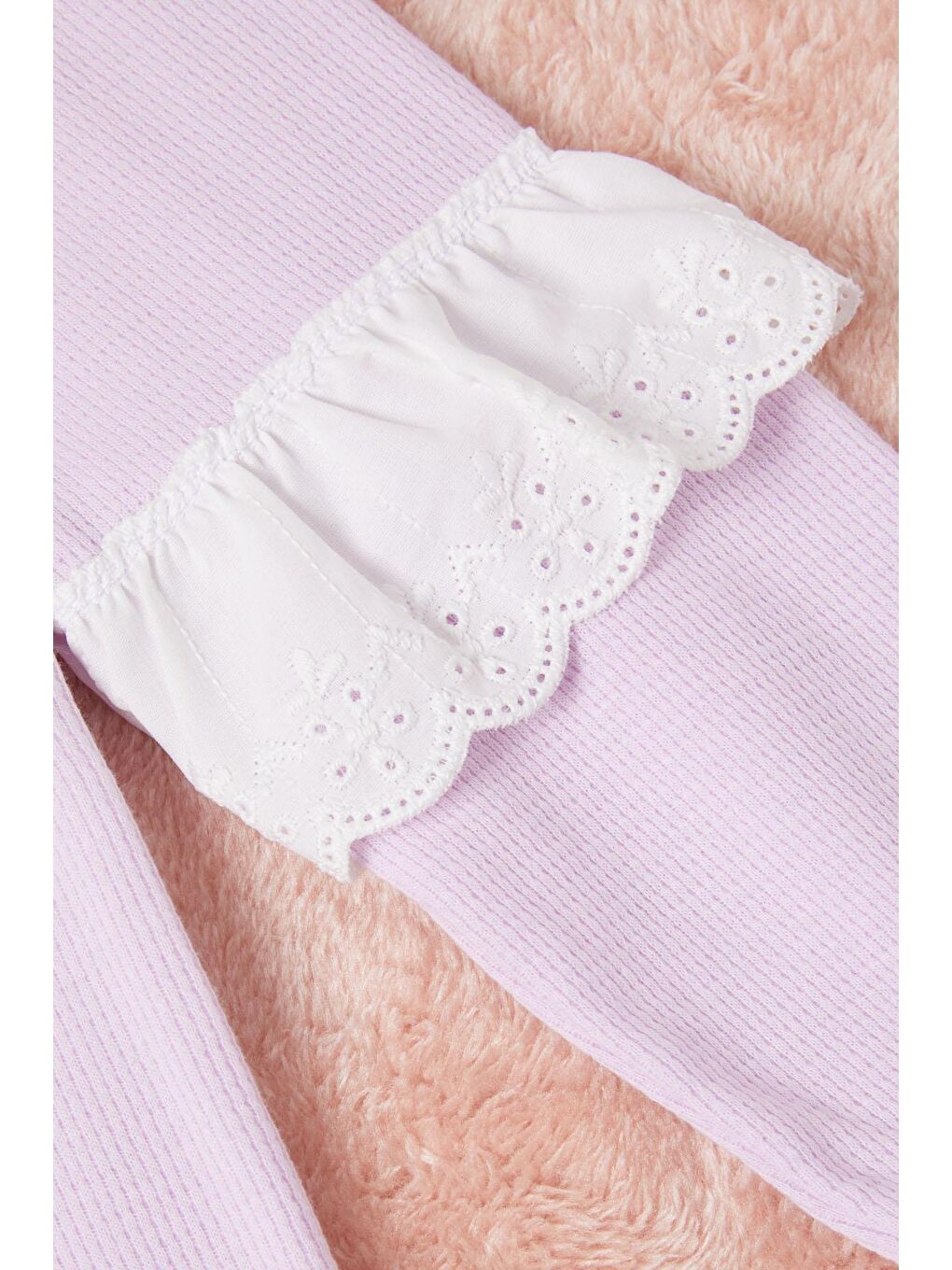 Lila Smile Nakışlı Kız Çocuk Waffle Sweatshirt 16593-2