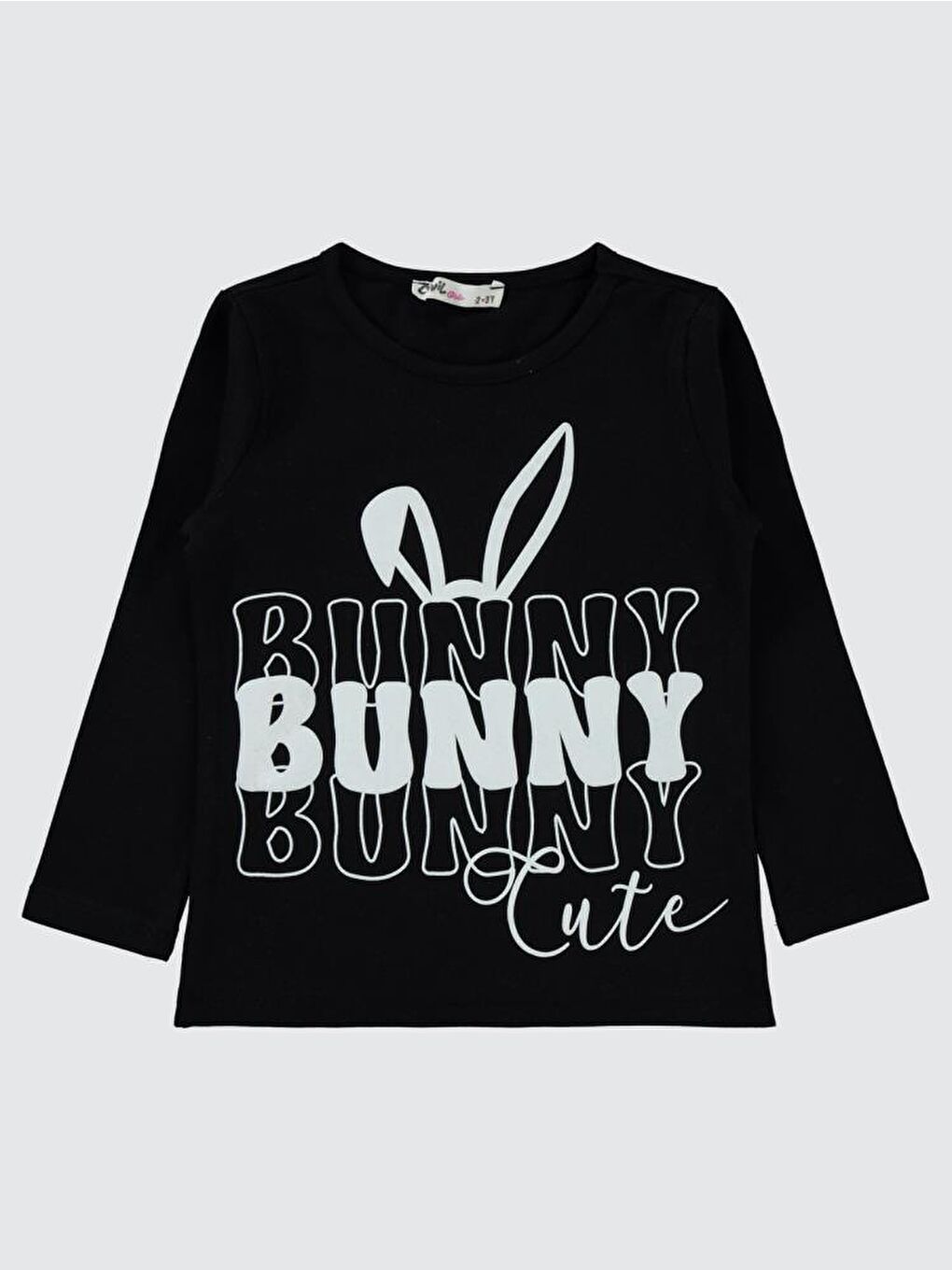 Girls Bunny Baskılı 2-5 Yaş Sweatshirt - Siyah 2-3 Yaş